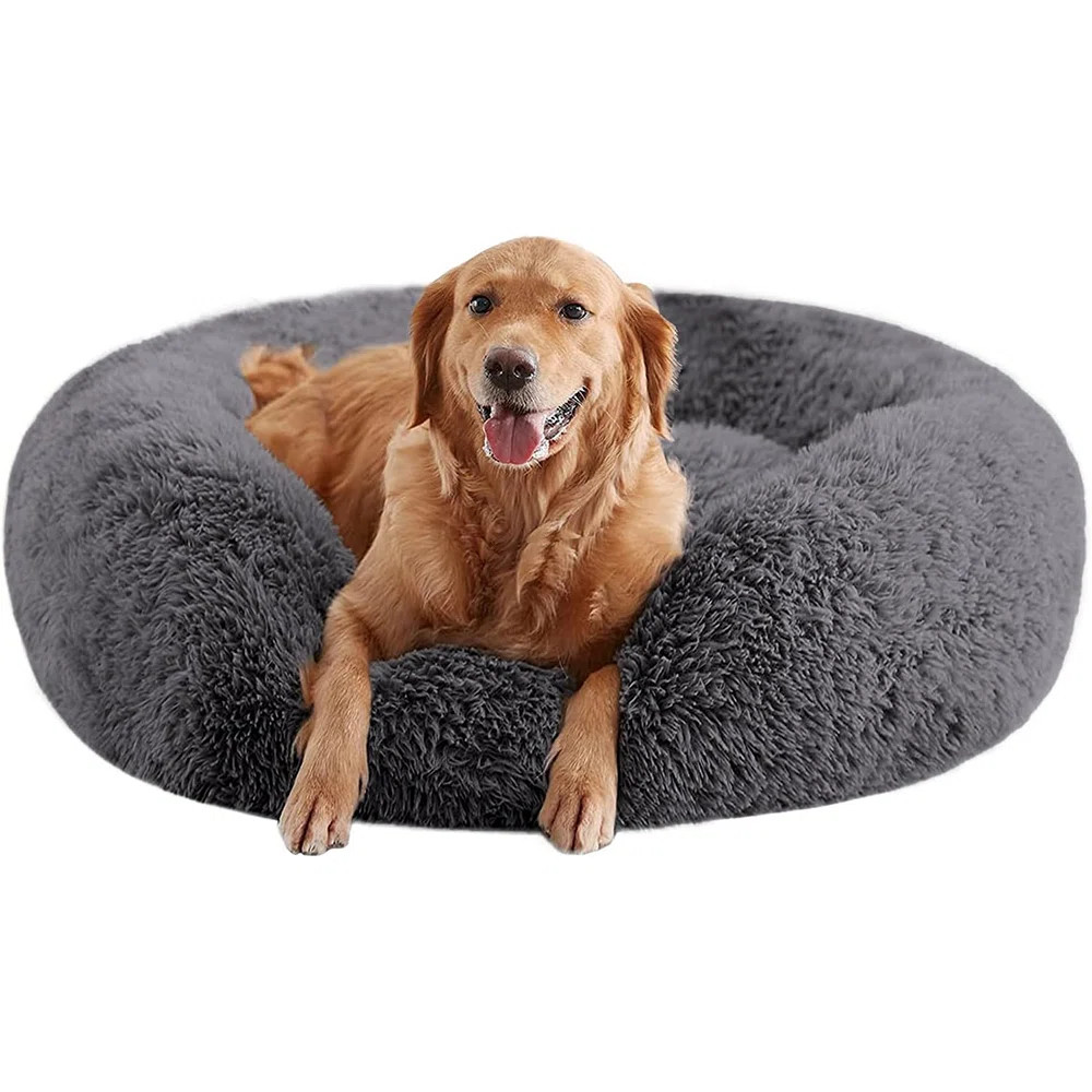 Calming Dog Bed For Home, Anti-anxiety Round Donut Cuddle Pet Beds, Dog Beds With Plush Faux Fur,... | Wayfair North America