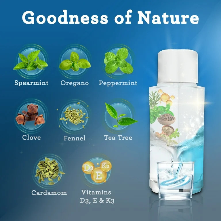 GuruNanda Dual Barrel Natural Mouthwash - Oral Rinse - Alcohol & Fluoride Free, Wild Mint, 20 oz | Walmart (US)
