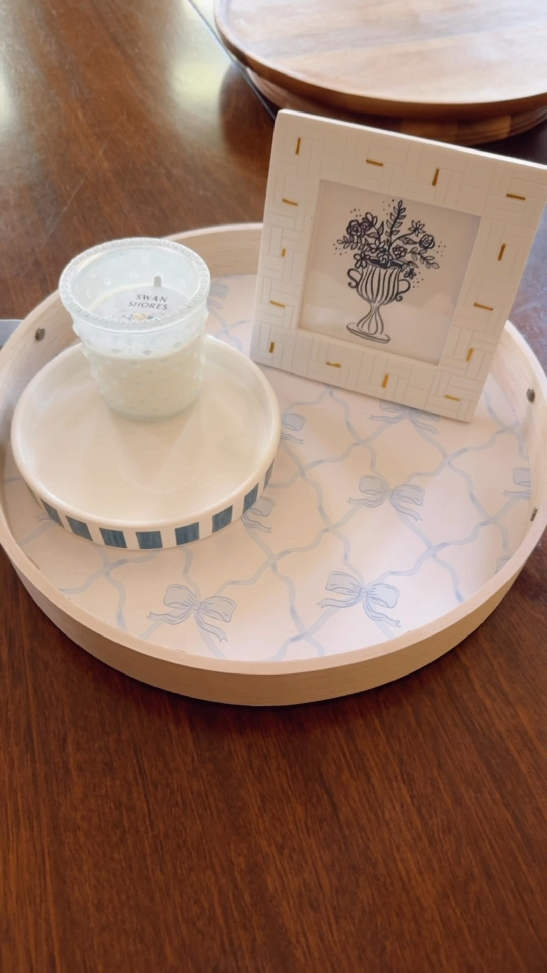 So cute for bedside table or bathroom. Reminds me of a brand all the girls love! Candles come in different shades of blue. Ribbon side handles, wood trim. Pretty color combo.

#LTKSpringSale #LTKHome #LTKFindsUnder50