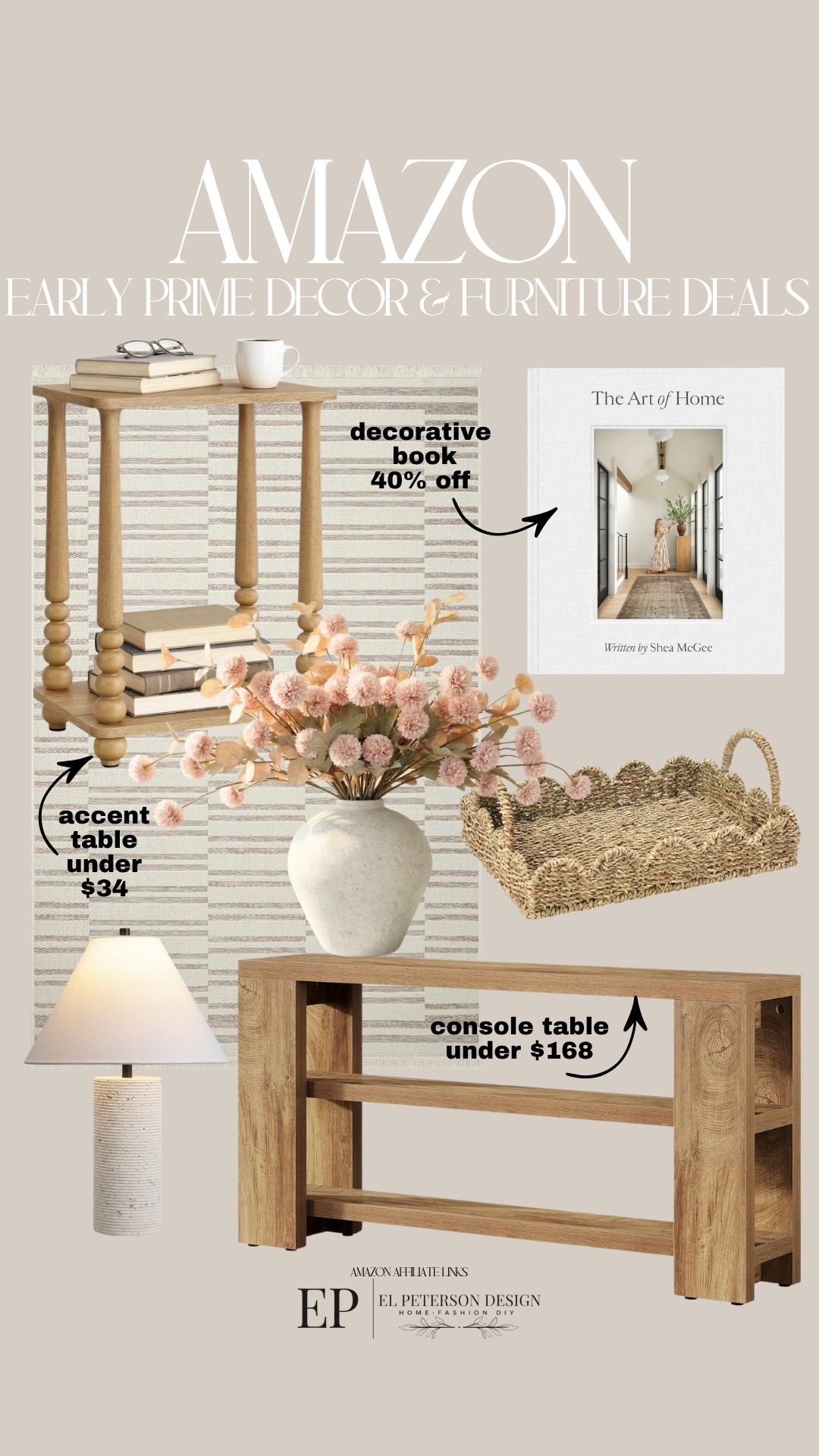 Amazon Early Prime Deals
Rug
Wicker
Tray
Console table
Table lamp
Accent table
Decorated book

#LTKHome #LTKSaleAlert