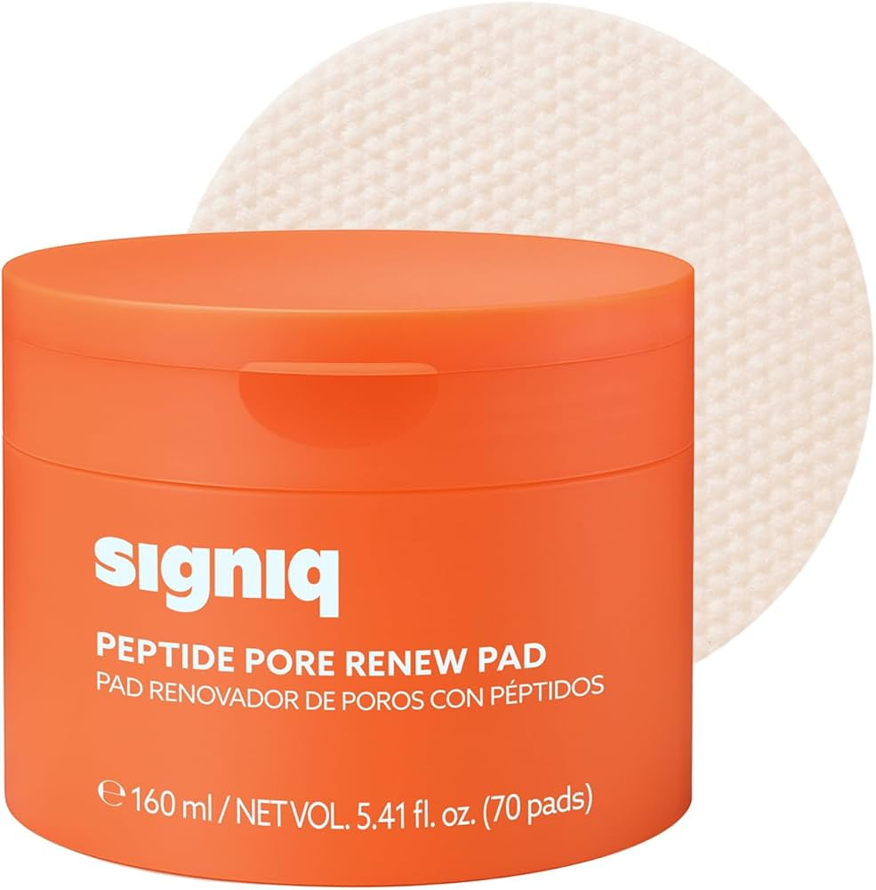 signiq Peptide Pore Renew Pad, Pore Purifying and Firming, Peptide, 0.2% BHA, Mini-Embossed Toner... | Amazon (US)