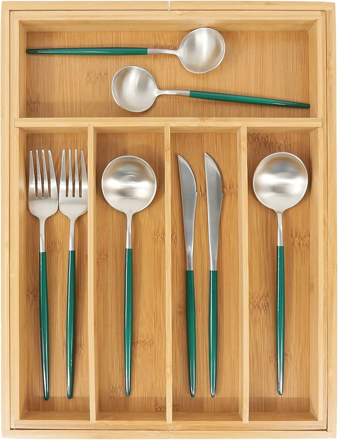 VaeFae Bamboo Silverware Organizer, Expandable Kitchen Drawer Organizer for Cutlery, Wooden Utens... | Amazon (CA)
