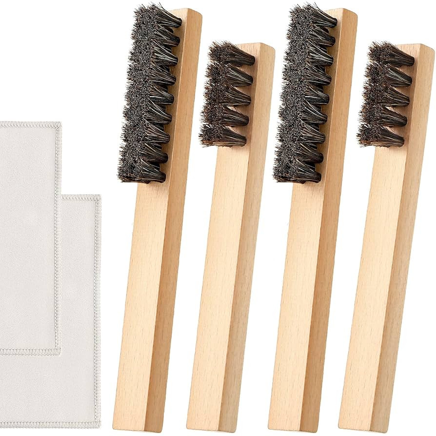 Patelai 6 Pieces Silver Polish Set, 4 Silver Cleaning Horsehair Brushes with 2 Pieces Polish Clot... | Amazon (US)