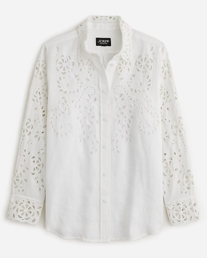 Collection classic-fit eyelet shirt in linen | J. Crew US