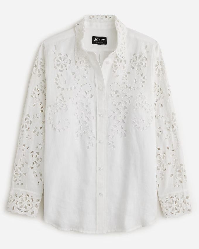 Collection classic-fit eyelet shirt in linen | J.Crew US