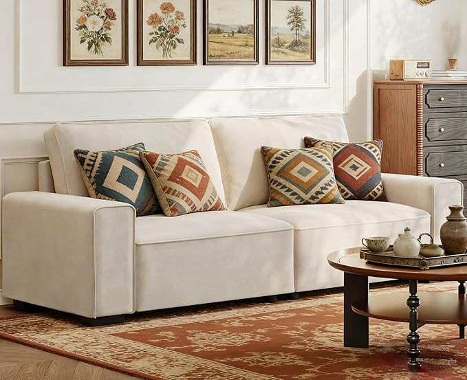 Amazon.com: Vesgantti 85'' Chenille Couch for Living Room, 3 Seater Comfy Sofa with Wide Armrest,... | Amazon (US)
