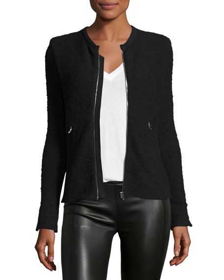 Amiya Fitted Tweed Jacket, Black | Neiman Marcus