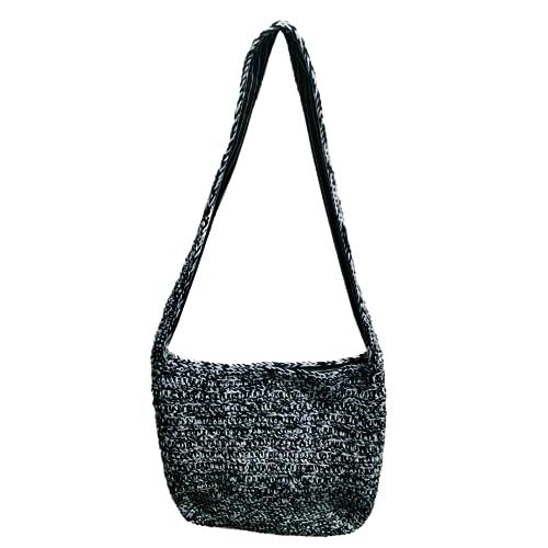 Crossbody Crochet Bag Purse, large crossbody crochet bag with metal snaps, crochet summer bag (Bl... | Amazon (US)