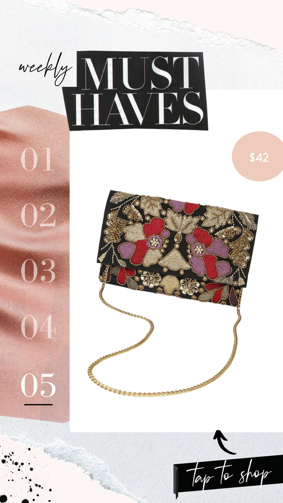 Embellished clutch bag