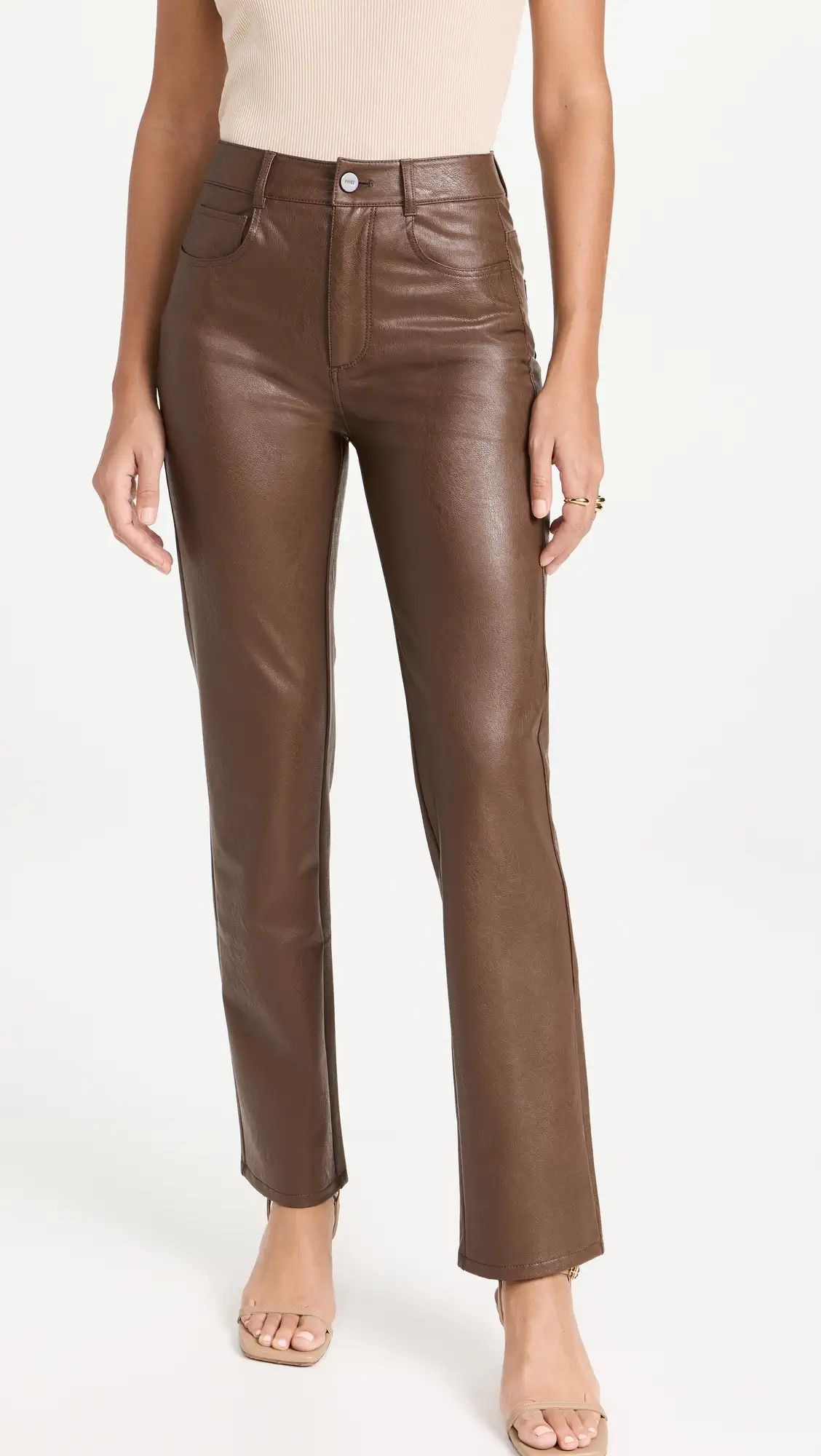 PAIGE Stella Chestnut Faux Leather Jeans | Shopbop | Shopbop