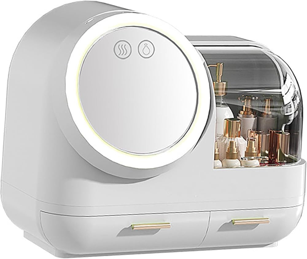 Sonew Makeup Organizer with Mirror and Fan, Large Capacity LED Light Mirror Makeup Storage Box wi... | Amazon (CA)