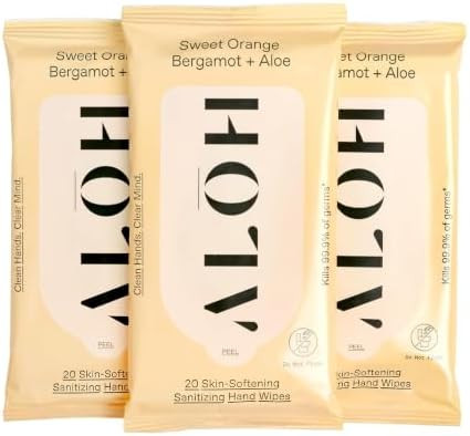 ALŌH Sweet Orange Bergamot + Aloe Hand Sanitizer Wipes, Travel Size | Amazon (US)