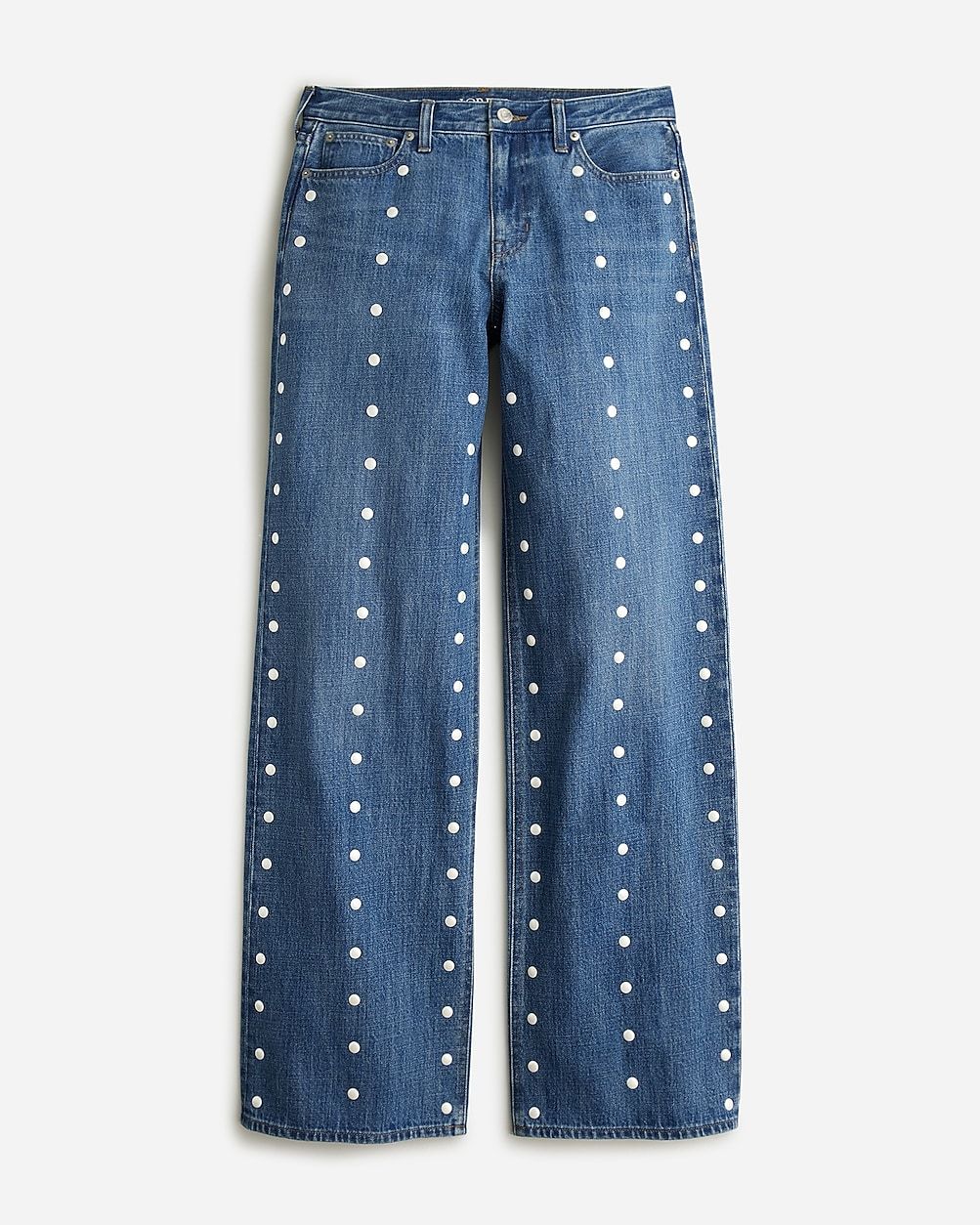 Lower-rise wide-leg jean with pearls | J.Crew US