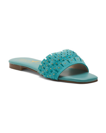 Made In Italy Suede Layered Flat Sandals | TJ Maxx