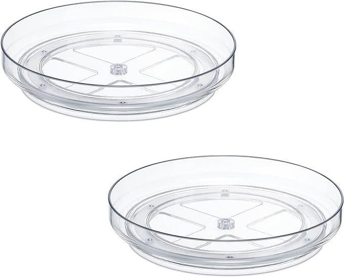 2 Pack, 9 Inch Clear Non-Skid Lazy Susan Organizers - Turntable Rack for Kitchen Cabinet, Pantry ... | Amazon (US)