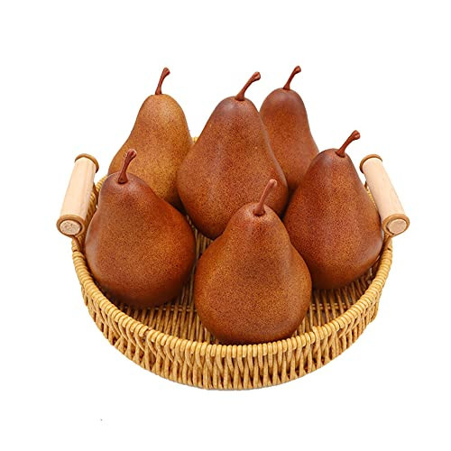 WJboand 6PCS Fake Brown Pear Artificial Lifelike Fake Fruits Decorative for Kitchen Party Home Ornament House Table Faux Fruit Centerpieces Sketch Photography Prop | Amazon (US)