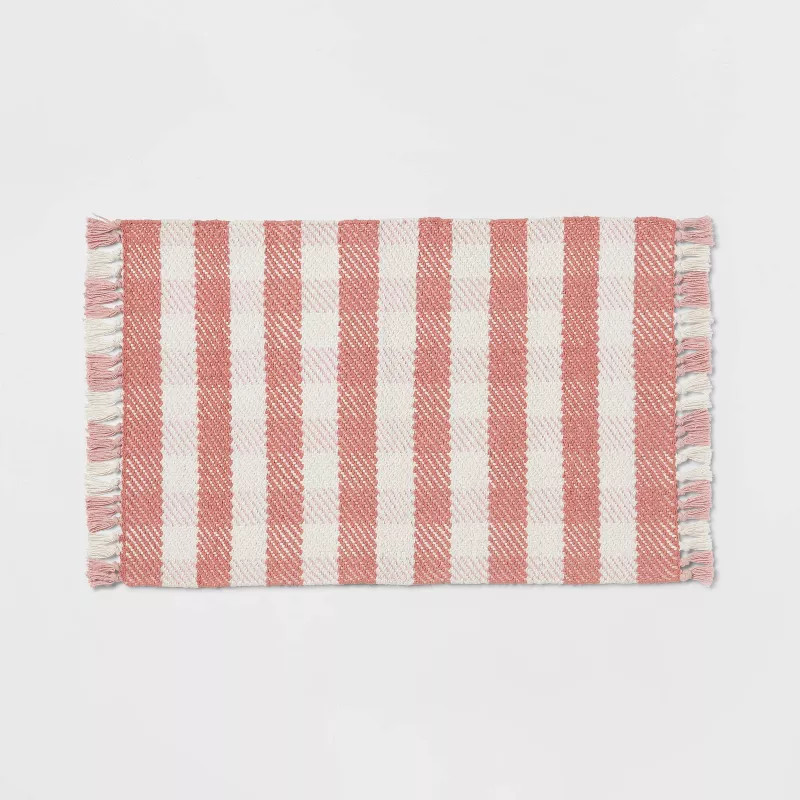 20" x 34" Gingham Plaid Accent Rug with Fringe - Threshold™ | Target