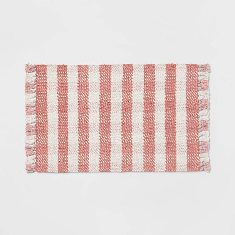 20" x 34" Gingham Plaid Accent Rug with Fringe - Threshold™ | Target