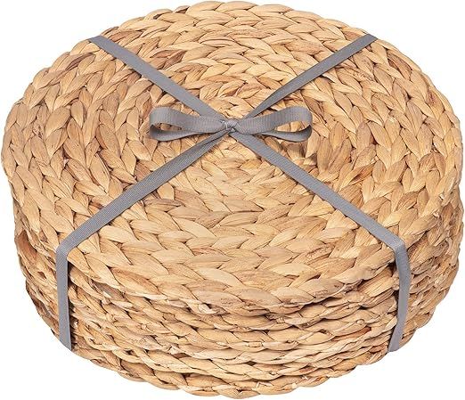 Dehaus® Round Placemats - Set of 6, 13.8" Woven Seagrass Table Mats - Luxury Boho Wicker Table P... | Amazon (US)