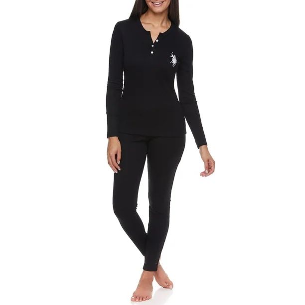 U.S. Polo Assn. Women's Ribbed Henley Long Underwear Thermal Set, 2-Piece Set - Walmart.com | Walmart (US)