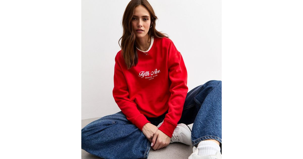 Red Fifth Avenue Relaxed Crew Sweatshirt
						
						Add to Saved Items
						Remove from Saved ... | New Look (UK)