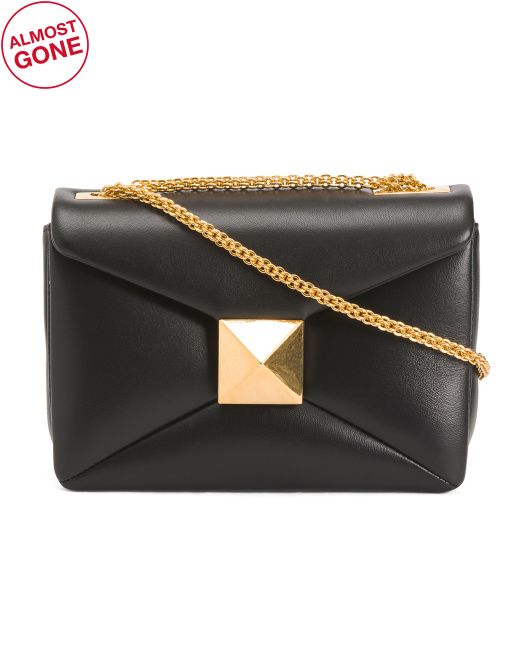 Made In Italy Leather Large Stud Shoulder Bag | TJ Maxx
