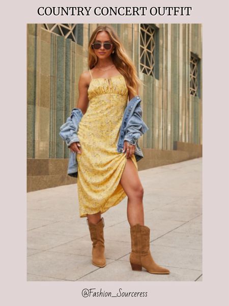 Yellow floral slip dress

Yellow dresses | country concert outfits | cowgirl boots | western boots | outfit for country concert | summer dresses | denim jacket | jean jacket | milkmaid dresses | milkmaid trend | casual dresses | vacation outfits | Nashville outfits 

#LTKStyleTip #LTKSeasonal #LTKFindsUnder100