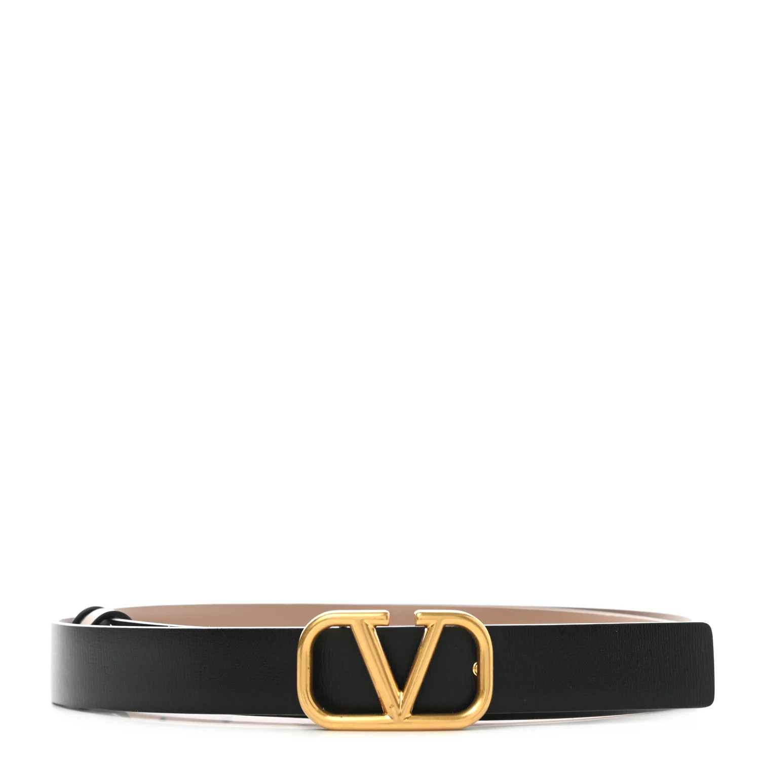 Glossy Calfskin VLogo Reversible 40mm Belt 75 30 Smokey Beige Black | FASHIONPHILE (US)