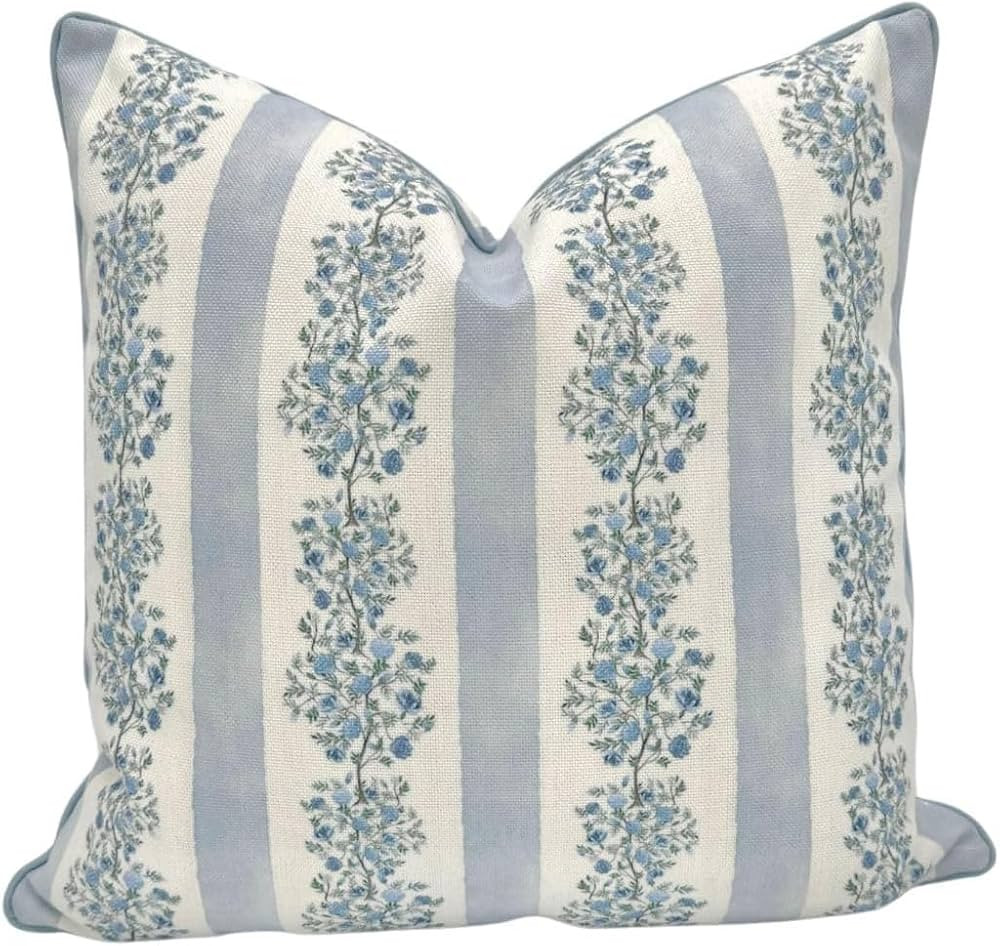 Juliet Euro 24"x24" Pillow Cover Floral Blue & White Grandmillennial Pillow Cover Classic Home De... | Amazon (US)