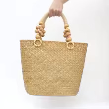 Grass woven handbag, retro large capacity woven commuting tote bag, seaside vacation shoulder wom... | AliExpress (US)