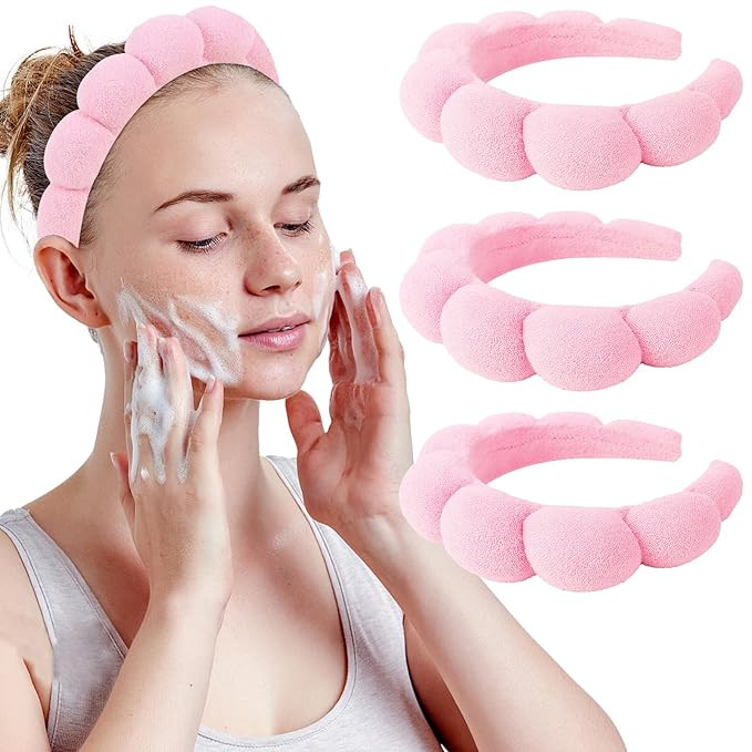 WHAVEL 3 Pack Spa Headband Skincare Headbands, Makeup Headband Sponge Terry Cloth Headbands Face ... | Amazon (US)