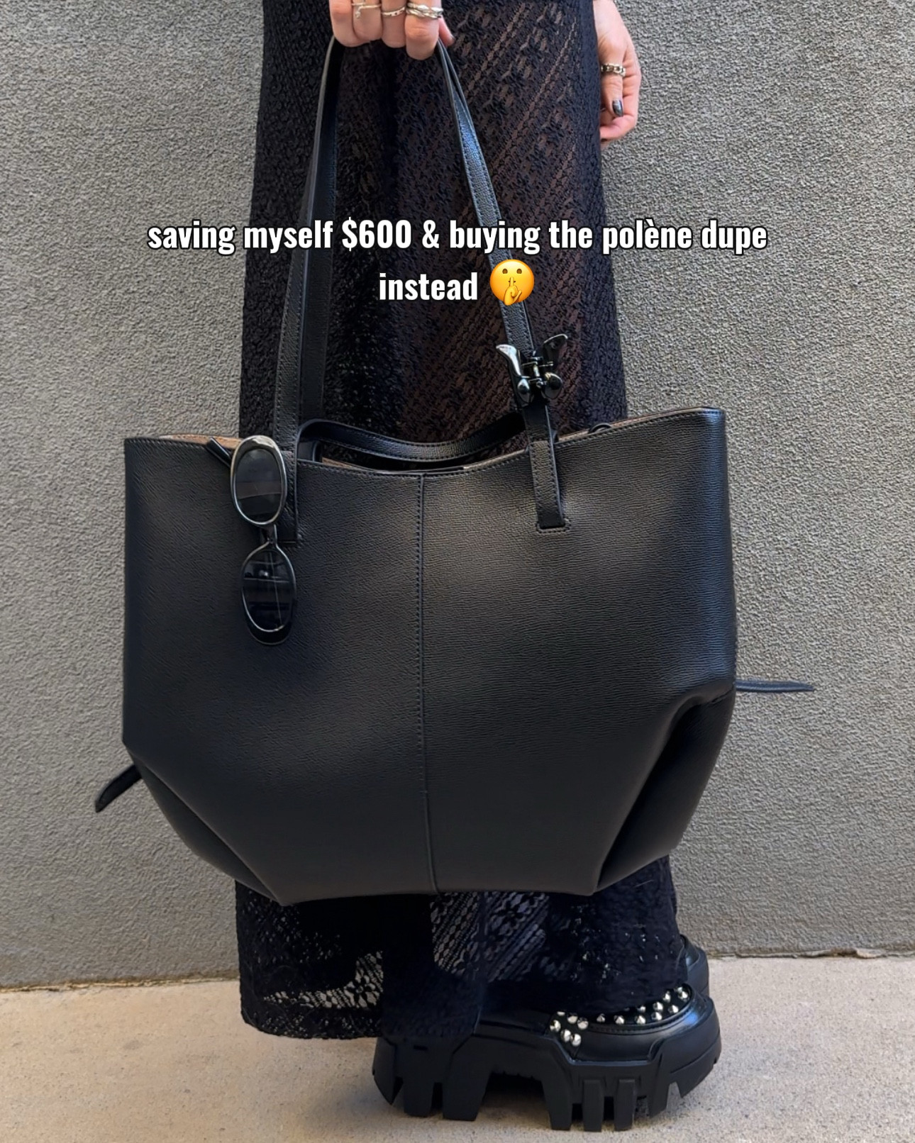 it’s actually too good to be true. the quality of this bag is so good & the look is almost identical! i got this bag on amazon for only $59!  even though it’s much less expensive, it doesn’t feel cheap or poor quality at all & it has all the features of the real polène bag.  most of all i was impressed by the features being identical, but i also was impressed with the quality of the faux leather outer material & the faux suede lining. they both feel & look so nice! i 100% recommend this bag if you’re looking to rock the polène style but don’t want to spend that much!
 #polenecyme #bagdupes #amazonbag #polene 