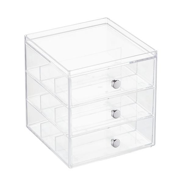 iDESIGN Clarity 3-Drawer Divided Stacking Box Clear | The Container Store