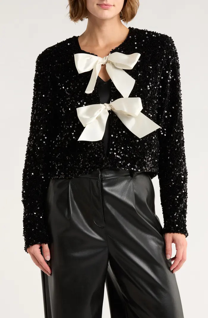 Vigoss Satin Bow Sequin Jacket | Nordstromrack | Nordstrom Rack