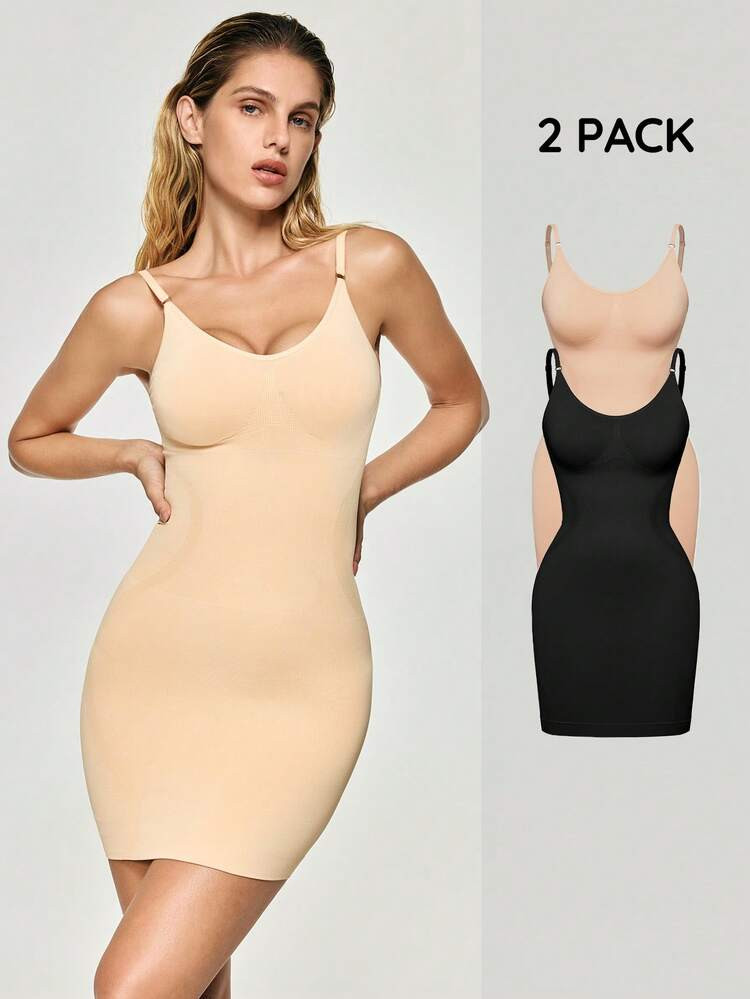 SHAPORA Seamless Shaping Camisole Bodycon Dress, Tight Slimming Bodycon Dress 2 Pieces Set | SHEIN