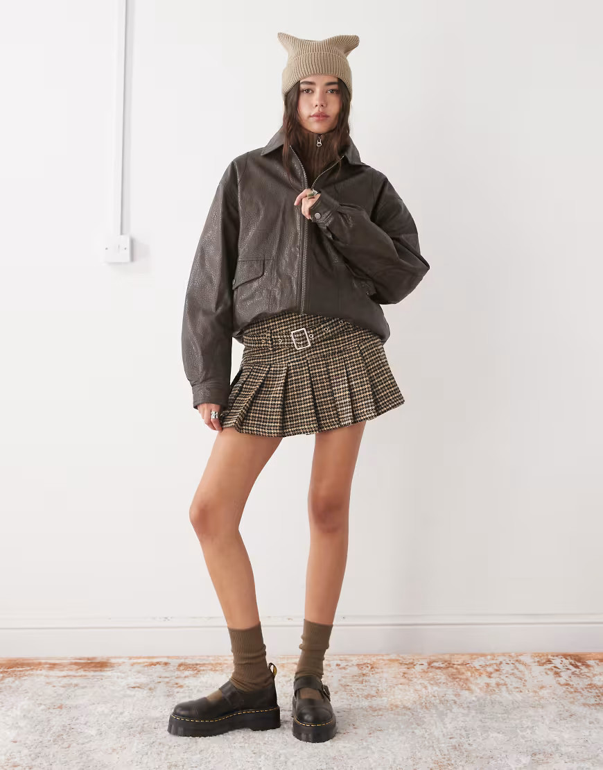 The Ragged Priest pleated skirt in brown plaid | ASOS (Global)