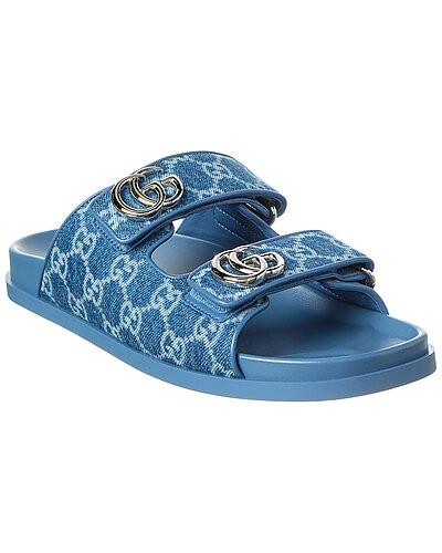 Gucci GG Denim & Leather Flat Sandal | Gilt & Gilt City