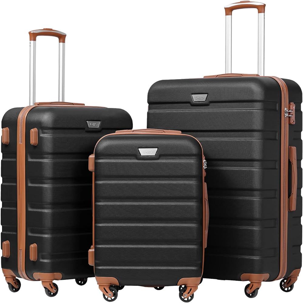 Amazon.com | Coolife Luggage 3 Piece Set Suitcase Spinner Hardshell Lightweight TSA Lock (apricot... | Amazon (US)