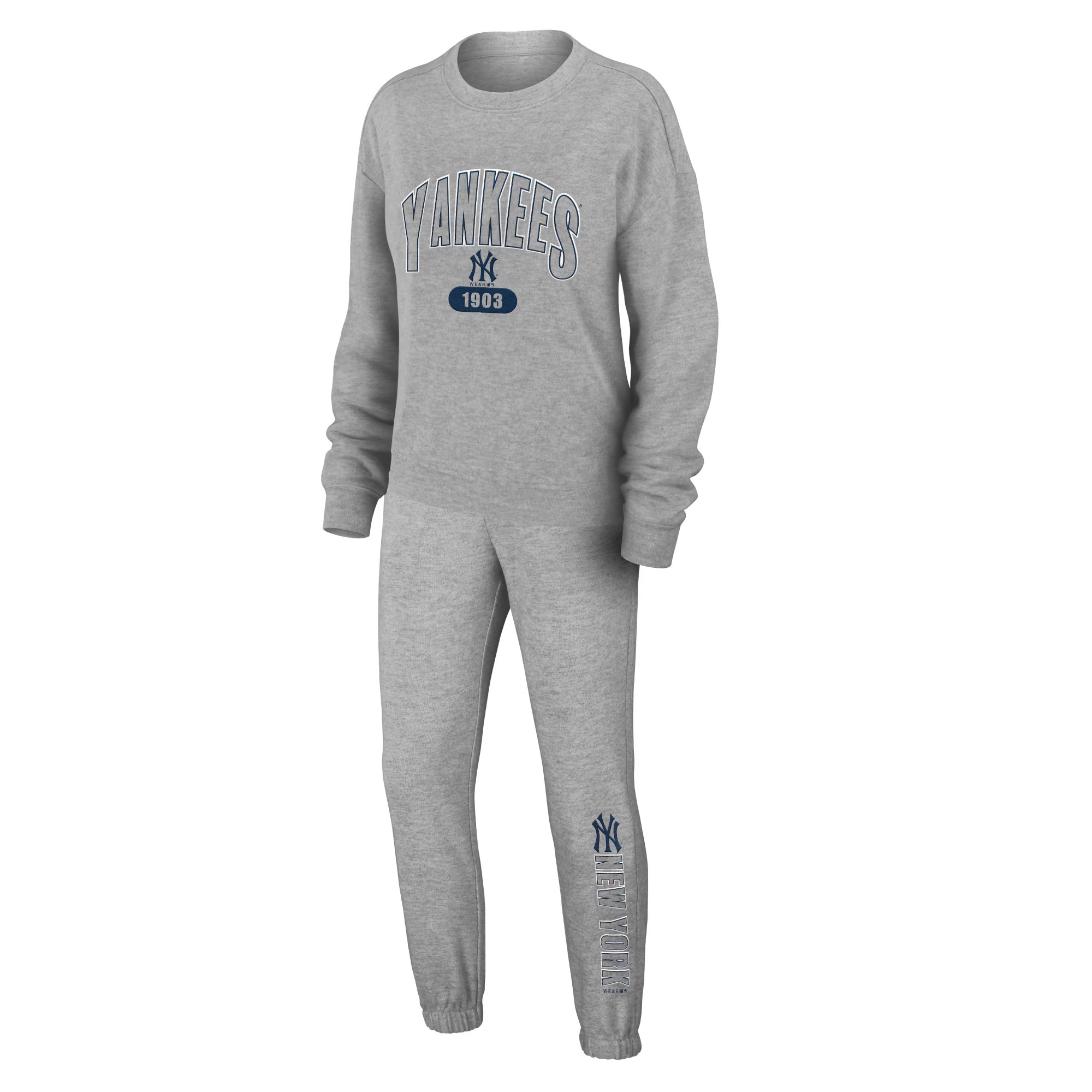 New York Yankees WEAR by Erin Andrews Women's Plus Size Knitted Lounge Set - Gray | Fanatics