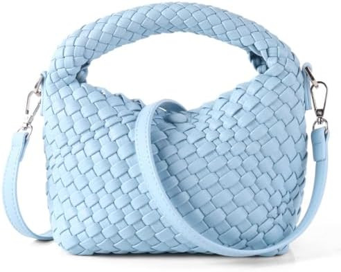 Woven Crossbody Bag Small Tote Cute Purse for Women,Top Handle Handbag Pu Leather Shoulderbag wit... | Amazon (US)