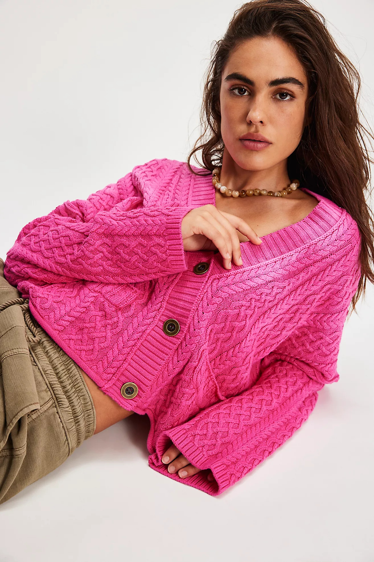 Washed Ashore Cable Knit Cardi | Free People (Global - UK&FR Excluded)