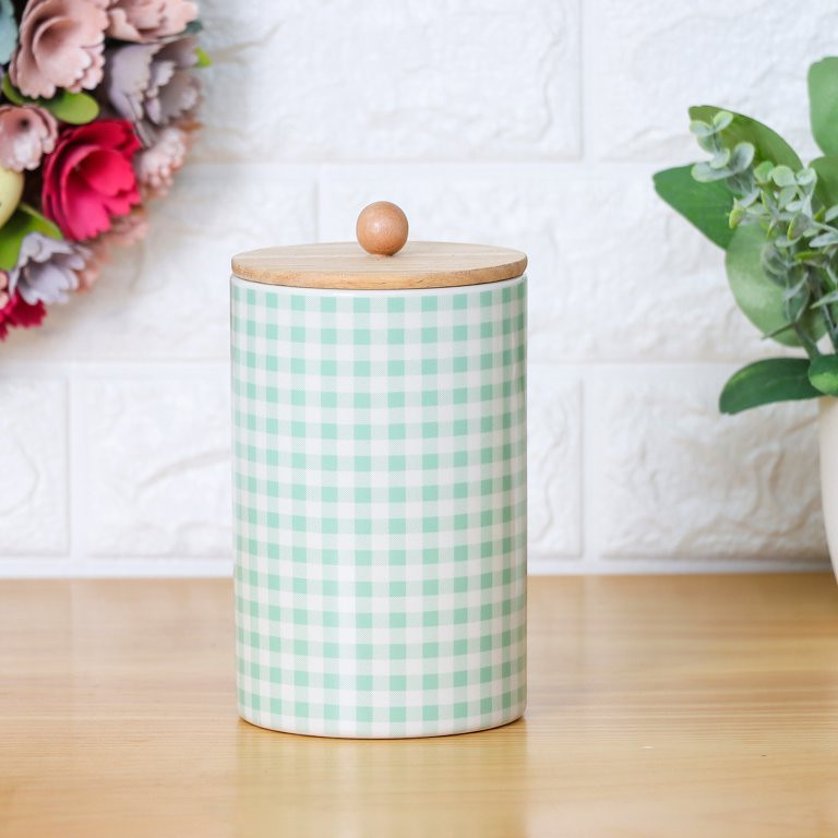 Way To Celebrate Green Grid Ceramic Jar, 7.5" | Walmart (US)
