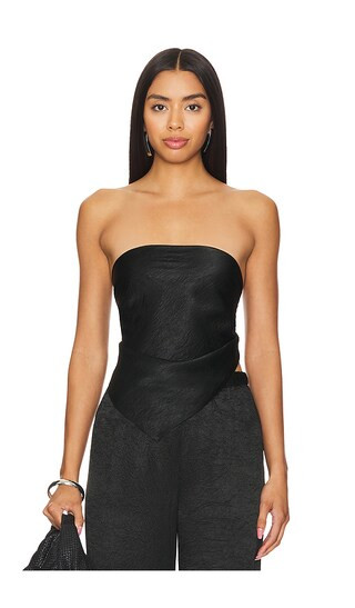 Textured Satin Scarf Top in Black | Revolve Clothing (Global)