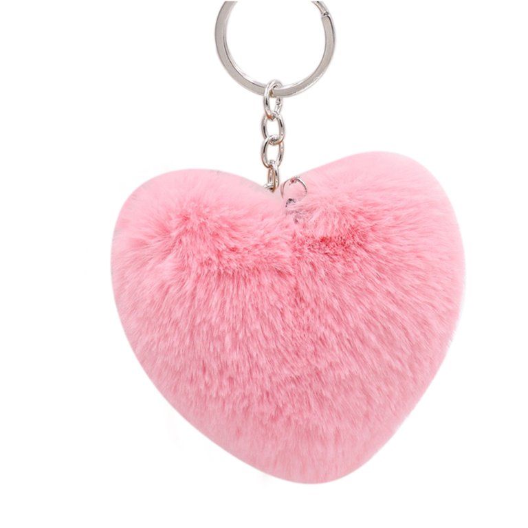 Naierhg Fluffy Love Heart Keychain Key Ring Pendant Handbag Bag Faux Fur Wallet Decor - Walmart.c... | Walmart (US)