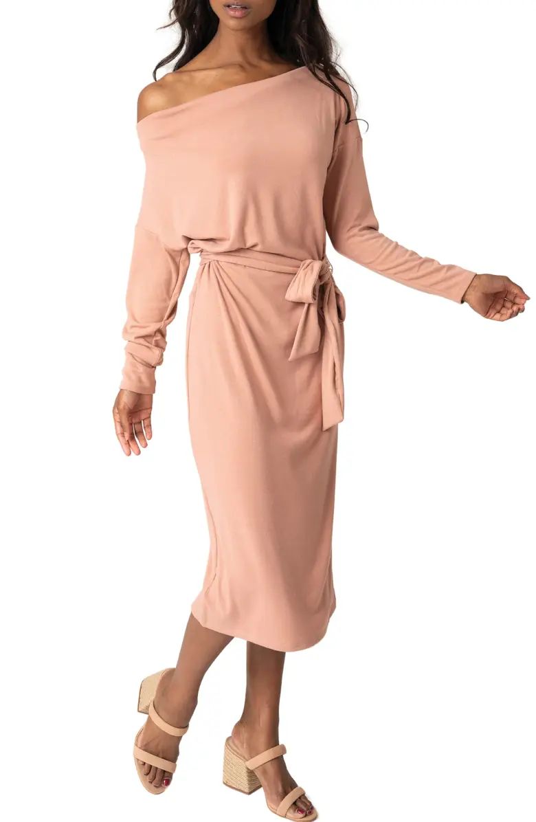 GIBSONLOOK One-Shoulder Long Sleeve Midi Sweater Dress | Nordstrom | Nordstrom