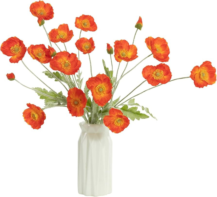 DuHouse Artificial Poppies Flowers 6 Stems, Lifelike Silk Fake Flowers with Buds for Spring Weddi... | Amazon (US)