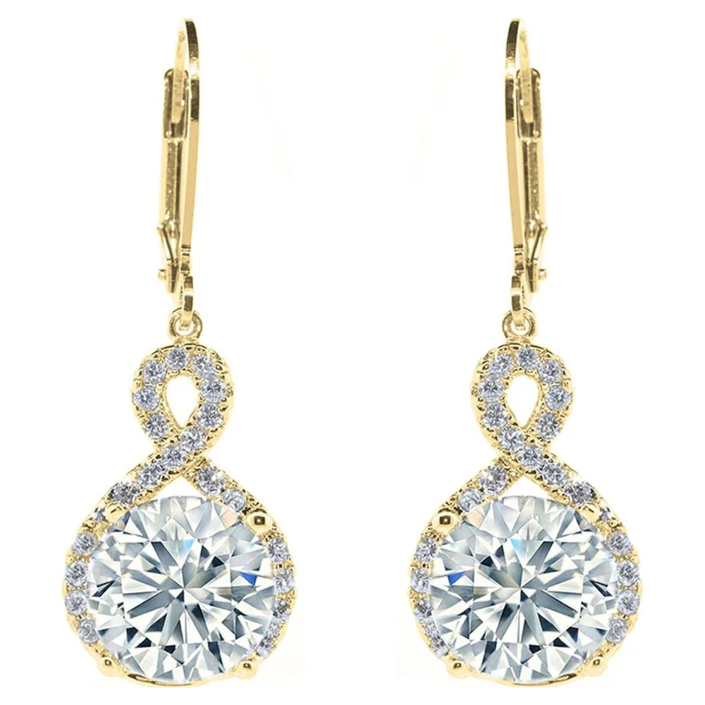 Cate & Chloe Alessandra 18k Yellow Gold Plated Drop Dangle Halo Earrings with Crystals | Women's ... | Walmart (US)