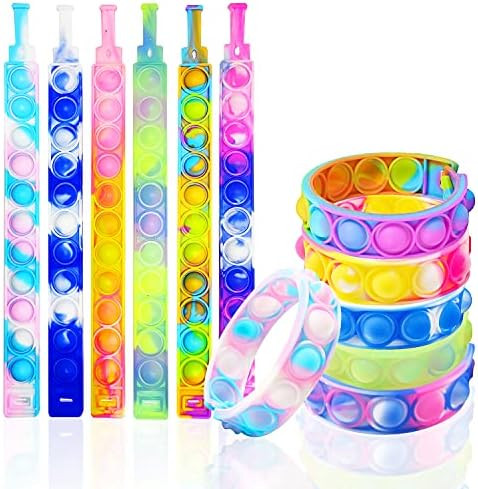 Pop Bubble Fidget Toy Bracelets - 6 Pack Push Pop Bubble Fidgets Sensory Toys For Kids And Adults,Sm | Amazon (US)