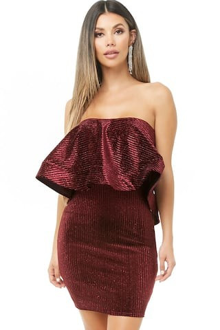 Flounce Glitter Velvet Dress | Forever 21 (US)