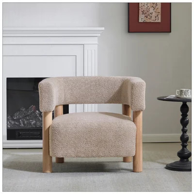 Boucle Upholstered Accent Arm Chair with Comfortable Foam Cushions and Sturdy Rubber Wood Frame for Elegant Seating | Wayfair North America